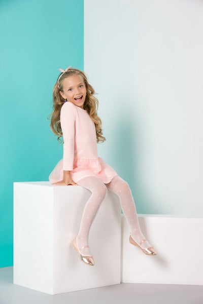 Nela lasten sukkahousut, valkoiset pilkulliset